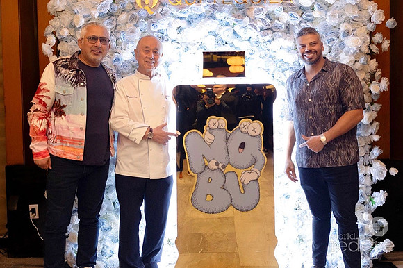 Michael Keriako, Chef Nobu Matsuhisa & Pete Girgis